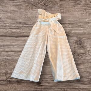 Club Monaco Striped One Shoulder Ruffle Wide Leg Long Jumpsuit Size 0